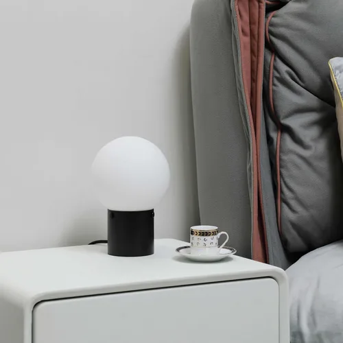 Miniatura 7 de Somniferous Lámpara pequeña de mesa para mesita de noche con pantalla de globo de vidrio esmerilado, lámpara de mesita de noche de estilo moderno