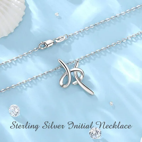 Miniatura 37 de EUDORA Collares de plata esterlina con inicial para mujer, regalos clásicos de 26 letras sin cuello para niñas, hermana, madre hija, cadena de 18