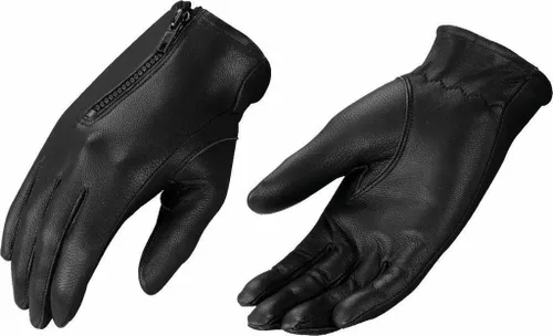 Miniatura 2 de Guantes de conducción de cuero negro sin forro con cremallera superior