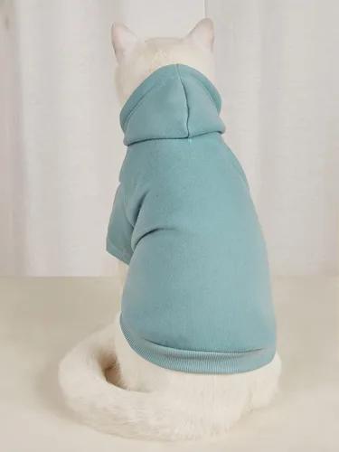 Miniatura 4 de QWINEE Sudadera básica con capucha para perro, suéter cálido para gatos, ropa para mascotas para Chihuahua, cachorro, gatito, perros pequeños y Gris