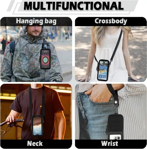 Miniatura 6 de Funda de bolsillo para teléfono con cordón cruzado ajustable y correa para la muñeca, bolsa de teléfono celular transparente compatible con pantalla