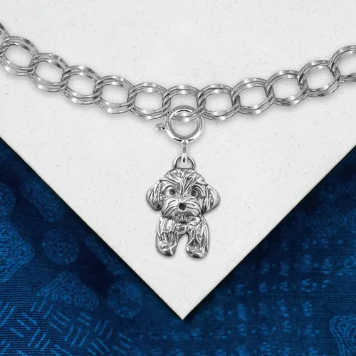 Miniatura 5 de Regalos Havaneses para mujer, dije de plata de ley Havanese para pulsera con dijes, hecho a mano en los Estados Unidos