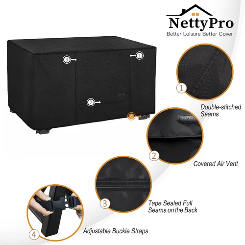 Miniatura 7 de Cubierta para Hoguera NettyPro Rectangular Impermeable para Chimenea al Aire Libre para Mesa de Hoguera de Gas Propano Rectangular, 42 x 24 x 24