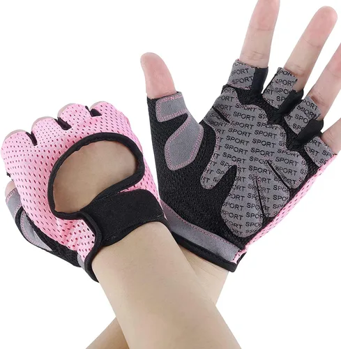 Weight Lifting Gloves for Men Women Gym Half-Finger Glove with Anti Slip Palm Hand Protection for Workout Training, Fitness, Hanging, Pull up, Rosado