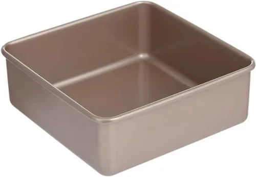 Siking Molde para hornear cuadrado de 8 x 3 pulgadas de profundidad, revestimiento antiadherente, bandeja de pan de brownie resistente (oro champán)
