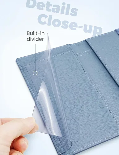 Miniatura 99 de Yarnic Funda para chequera personal, soporte para chequera con soporte para bolígrafo y divisor de plástico transparente integrado para cheques Rosa
