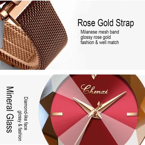 Miniatura 6 de MASTOP Reloj de pulsera de pulsera de acero inoxidable con correa magnética de cara de cristal para mujer