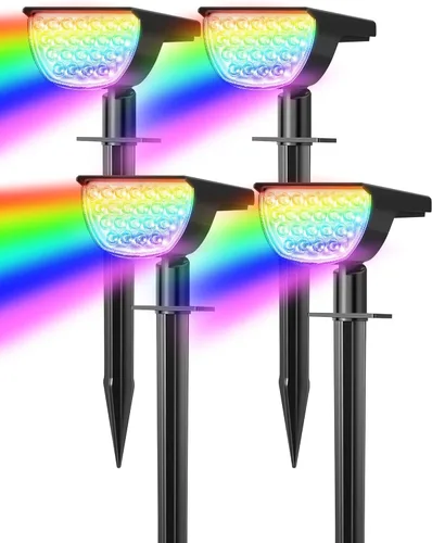 Miniatura 14 de GKGG Luces solares para exteriores, impermeables, IP65, 76 LED, 3 modos de iluminación, focos solares para exteriores, patio, jardín, paisaje