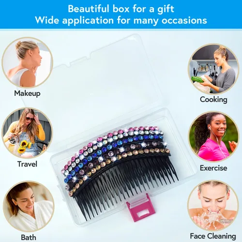 Miniatura 4 de Peines laterales con diamantes de imitación para mujer, peine de flequillo, pinzas para el cabello, accesorios para el cabello, peine decorativo 24