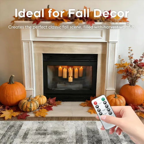 Miniatura 5 de Fo32won Velas LED ámbar sin llama que funcionan con pilas con temporizador remoto, paquete de 5 velas acrílicas parpadeantes 3D para el hogar, sala