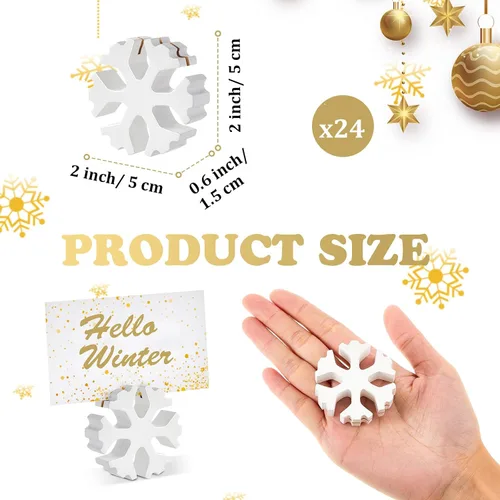 Miniatura 2 de Kigley 24 portatarjetas de madera de alce de Navidad de 2.17 pulgadas, soporte para números de mesa de Navidad, 4 estilos, letrero de mesa de madera