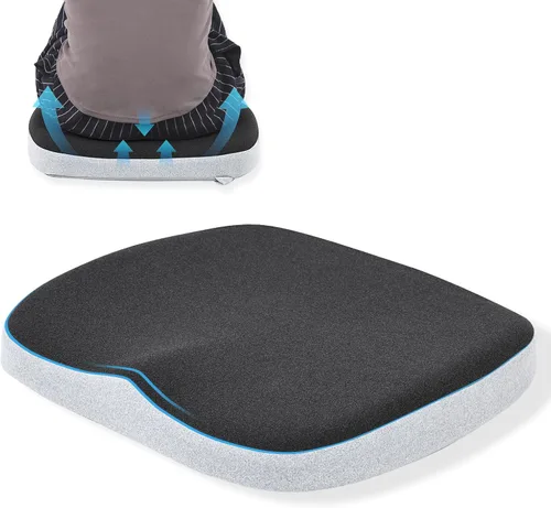 GOFORIT Cojín de asiento de espuma viscoelástica moldeada, diseño de espuma de doble capa, cojín ergonómico para aliviar el dolor de ciática, color