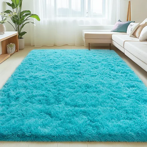 Miniatura 24 de Mugorn - Alfombra de 8 x 10 pies, alfombras grandes, esponjosas, suaves, peludas, antideslizantes, mullidas para interiores, color negro, 8 x 10 pies
