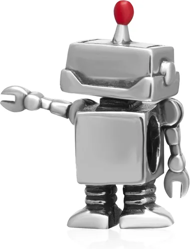 Miniatura 3 de Heartbeats - Dijes de robot inteligentes de plata de ley 925 para pulseras europeas, Plata esterlina