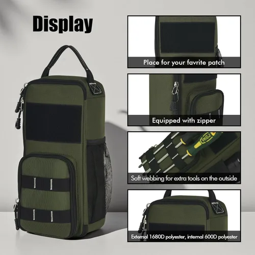 Miniatura 4 de LAKE OF FIRE Bolsa de herramientas pequeña de 12.6 pulgadas para hombres con múltiples bolsillos, impermeable, resistente al agua, bolsa de Verde
