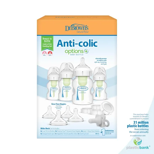 Miniatura 2 de Dr. Brown's Biberones para lactancia materna, Options+ Juego de alimentación de cuello ancho de pecho a biberón Set de alimentación de pecho a