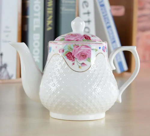 Miniatura 3 de 123Arts Tetera, tetera de flores, tetera de cerámica, tetera para oficina en casa, 33 onzas, 33.8 fl oz B-33.8 fl oz