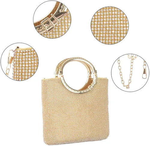 Miniatura 6 de LIFEWISH Bolsos de noche con diamantes de imitación de cristal para mujer bolsos de mano brillantes para graduación cóctel fiesta boda