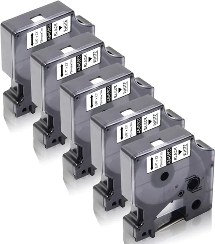 Absonic Paquete de 5 cintas de etiquetas compatibles con Dymo D1 45803 S0720830 0.748 in 3/4 pulgadas, negro sobre blanco para LabelManager 360D