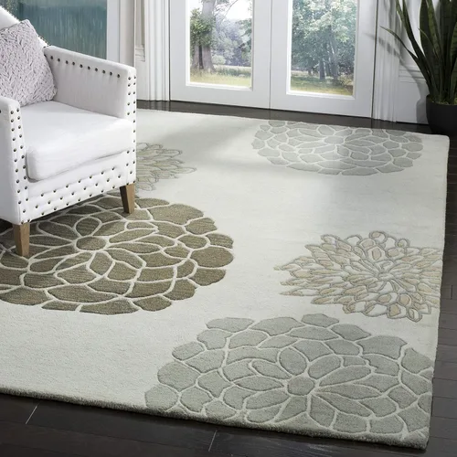 Miniatura 10 de SAFAVIEH Soho Collection SOH211A - Alfombra redonda de lana de primera calidad, hecha a mano, 6 pies, color gris claro
