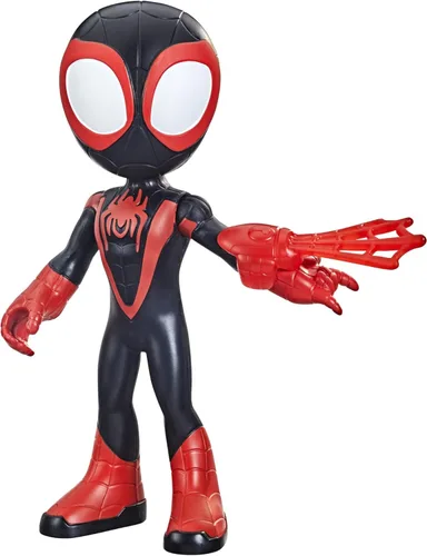 Spidey and His Amazing Friends - Figura de acción supersized de 9 pulgadas de Miles Morales: Spider-Man con cabeza y brazos posables, accesorio de