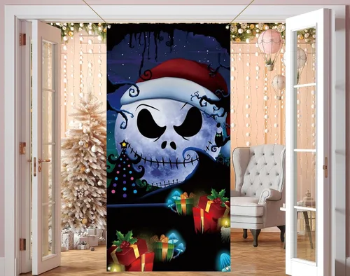 Miniatura 6 de Cubierta de puerta de Navidad Navidad Halloween invierno fiesta fiesta puerta delantera banner fotografía hogar porche decoración