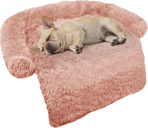 Miniatura 16 de Cama calmante para perro, tapete de felpa esponjoso para perros con protector de muebles con funda extraíble lavable para perros y gatos grandes