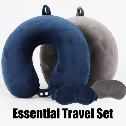 Miniatura 6 de Sexysamba Juego de almohadas de viaje de espuma viscoelástica pura para adultos, funda cómoda y extraíble, lavable a máquina, almohada de soporte