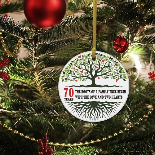 Miniatura 4 de REWIDPARTY Adorno de cerámica de 70 aniversario, decoración de árbol genealógico de 70 años, recuerdo navideño de señor y señora, decoración