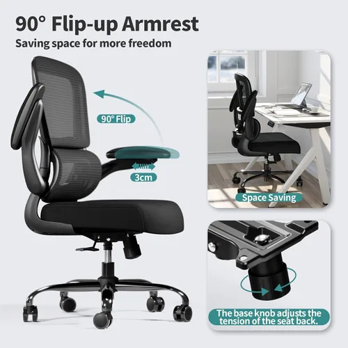 Miniatura 4 de TRALT Silla de oficina – Silla de escritorio ergonómica con soporte lumbar ajustable, silla de computadora de malla, sillas ejecutivas para oficina