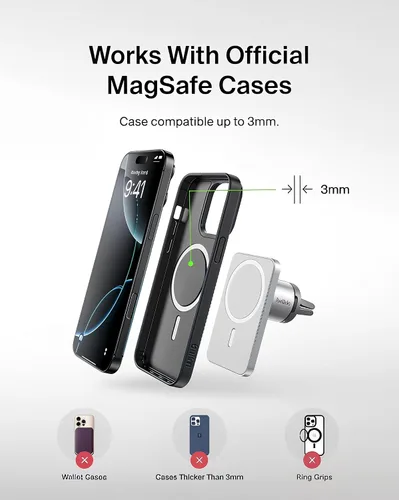 Miniatura 4 de Belkin MagSafe - Soporte de ventilación para automóvil Pro, soporte magnético para teléfono para iPhone 16/15/14/13/12, agarre seguro, vista
