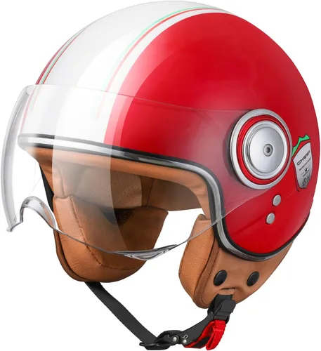 Miniatura 8 de Casco de motocicleta de cara abierta para adultos, casco de cara media para motoneta para hombres, casco retro 3/4 Vespa, casco de motocicleta