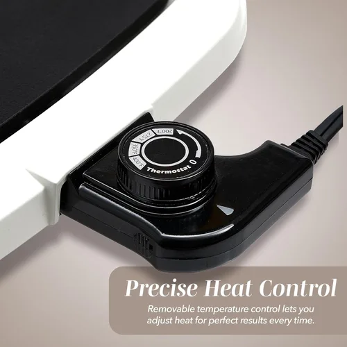 Miniatura 6 de COOK WITH COLOR Plancha eléctrica de 1200 W, superficie antiadherente para panqueques, hamburguesas, huevos y más, control de temperatura extraíble