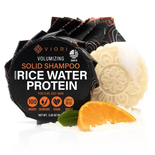 Viori Citrus Yao™ Barra de champú clarificante con agua de arroz y proteína de arroz | Champú sólido sin sulfatos para cabello graso, crecimiento y