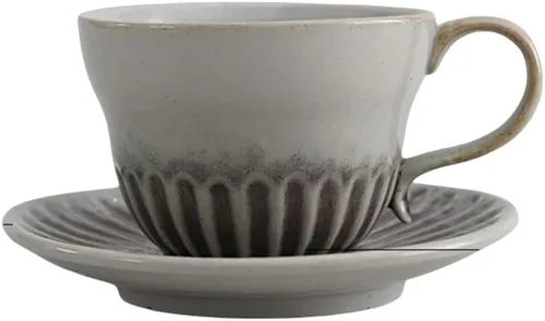 Miniatura 11 de Juego de tazas de té y platillo pequeño de cerámica de 4.1 fl oz/4 onzas, platillo de taza de café de cerámica vintage con asa, juego de tazas de té