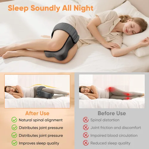 Miniatura 6 de Knee Pillow for Side Sleepers, Leg Pillow for Side Sleeping, Sciatica Pain Relief, Hip with Ergonomic Memory Foam – Large Grey Cushion for Thigh