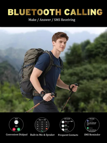 Miniatura 3 de Fitness Smart Watch for Men Women, Bluetooth Calling & 1.8" AMOLED, SpO2/Heart Rate/Sleep Tracker, 100+ Workout Modes, IP67 Waterproof, 7+Day Black