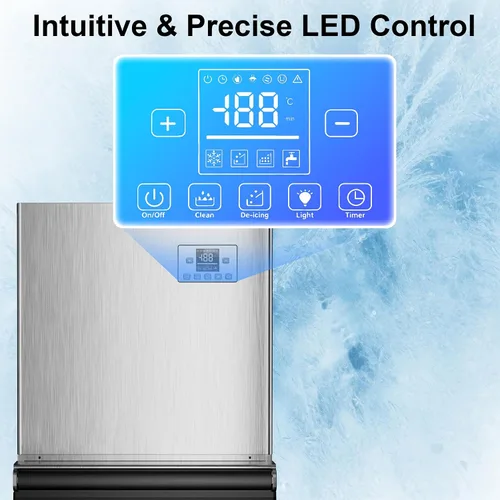 Miniatura 5 de Máquina comercial para hacer hielo de 450 libras/24 horas, 250 libras de almacenamiento grande dividida para negocios, 156 cubos en 7-15 minutos