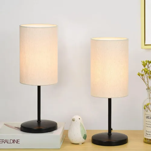 Miniatura 7 de Alee - Juego de 2 lámparas de mesa amarillas para sala de estar y dormitorio, 4.33 pulgadas de alto, 12.21 pulgadas, bombilla excluida