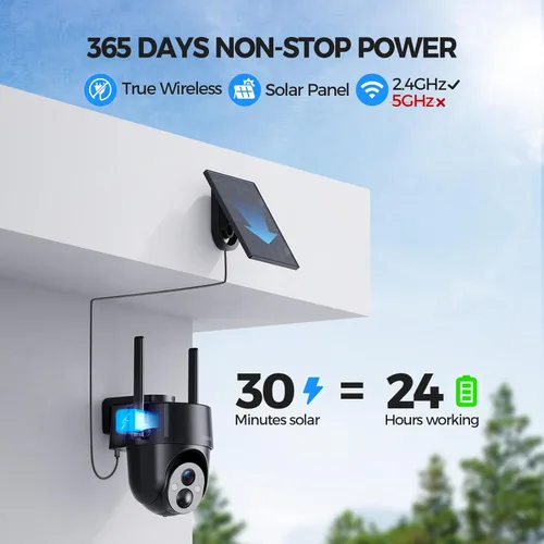 Miniatura 3 de Cámaras de seguridad solares inalámbricas para exteriores, visión 2K de 360° con energía solar, WiFi 3MP, cámara de seguridad para seguridad