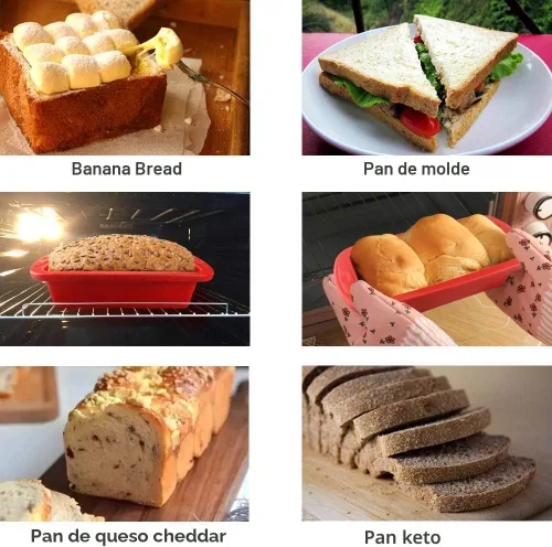 Miniatura 8 de SILIVO Moldes de silicona para pan y pan (paquete de 2), molde antiadherente de silicona para hornear para pan casero, pan y pastel de carne, 8.9 x
