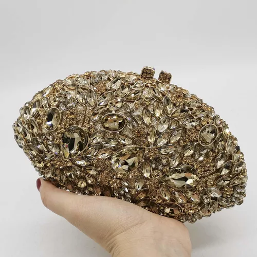 Miniatura 6 de Boutique De FGG Bolsos de noche de flores y embragues para mujer, bolsos formales de diamantes de imitación, bolsos de mano de cristal de boda