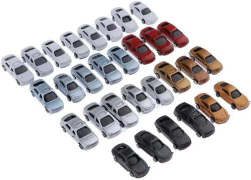Miniatura 4 de LoveinDIY 30 unidades de autos miniatura surtidos para manualidades de diorama, escala Z 1:200, multicolor