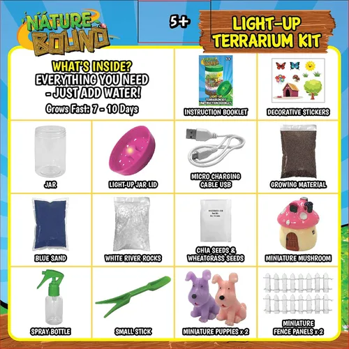Miniatura 3 de Nature Bound Kit de terrario iluminado con luz LED para niños, incluye tema de animales de cachorro, kit de ciencia STEM para niños y niñas, regalos