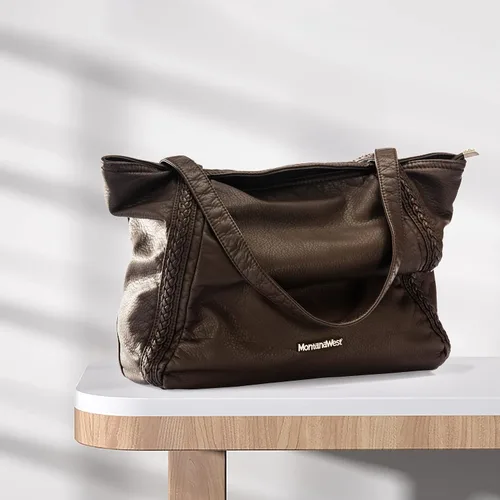 Miniatura 2 de Montana West Stone Washed Leather Hobo Purses for Women Soft Top Handle Shoulder Bag with Wallet 2PCS Set