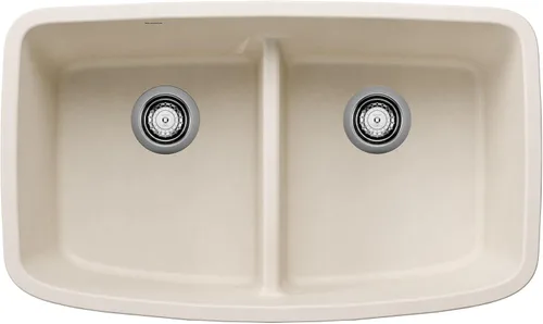 Miniatura 5 de BLANCO, Truffle 442197 VALEA SILGRANIT 50/50 - Fregadero de cocina con doble tazón y división baja, 32 x 19 pulgadas Trufa