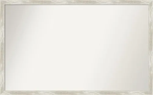 Amanti Art Silver Bathroom Mirror for Over Sink, 25x40 Custom Made Crackled Metallic Narrow Rectangle Vanity Mirror, Large Casual Wood Frame, Hangs