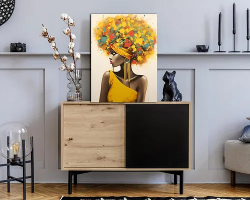 Miniatura 253 de Arte de pared afroamericano, decoración de rey y reina bailarín negro para sala de estar, arte de pareja de amor negro para dormitorio, lienzo
