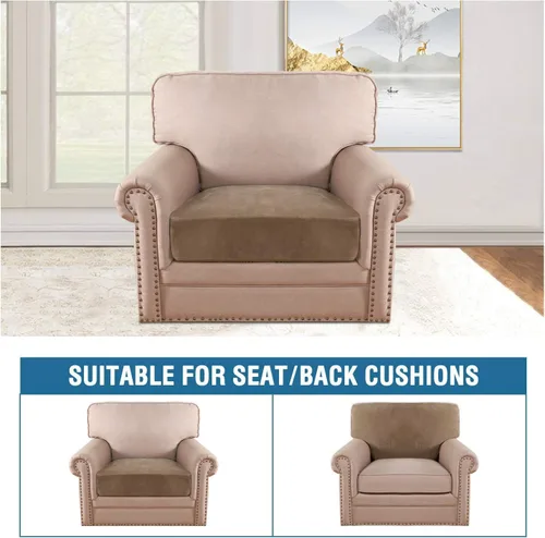 Miniatura 3 de H.VERSAILTEX Funda de cojín elástica de terciopelo para sofá, funda de cojín suave para silla, protector de muebles para cojín de asiento, funda