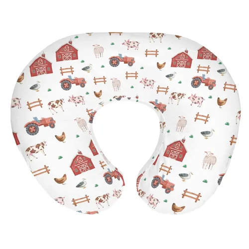 Miniatura 13 de Fundas de almohada de lactancia de animales de granja boho para niños y niñas, cordero, vaca, pollo, pato, tractor, árbol, fundas para lactancia